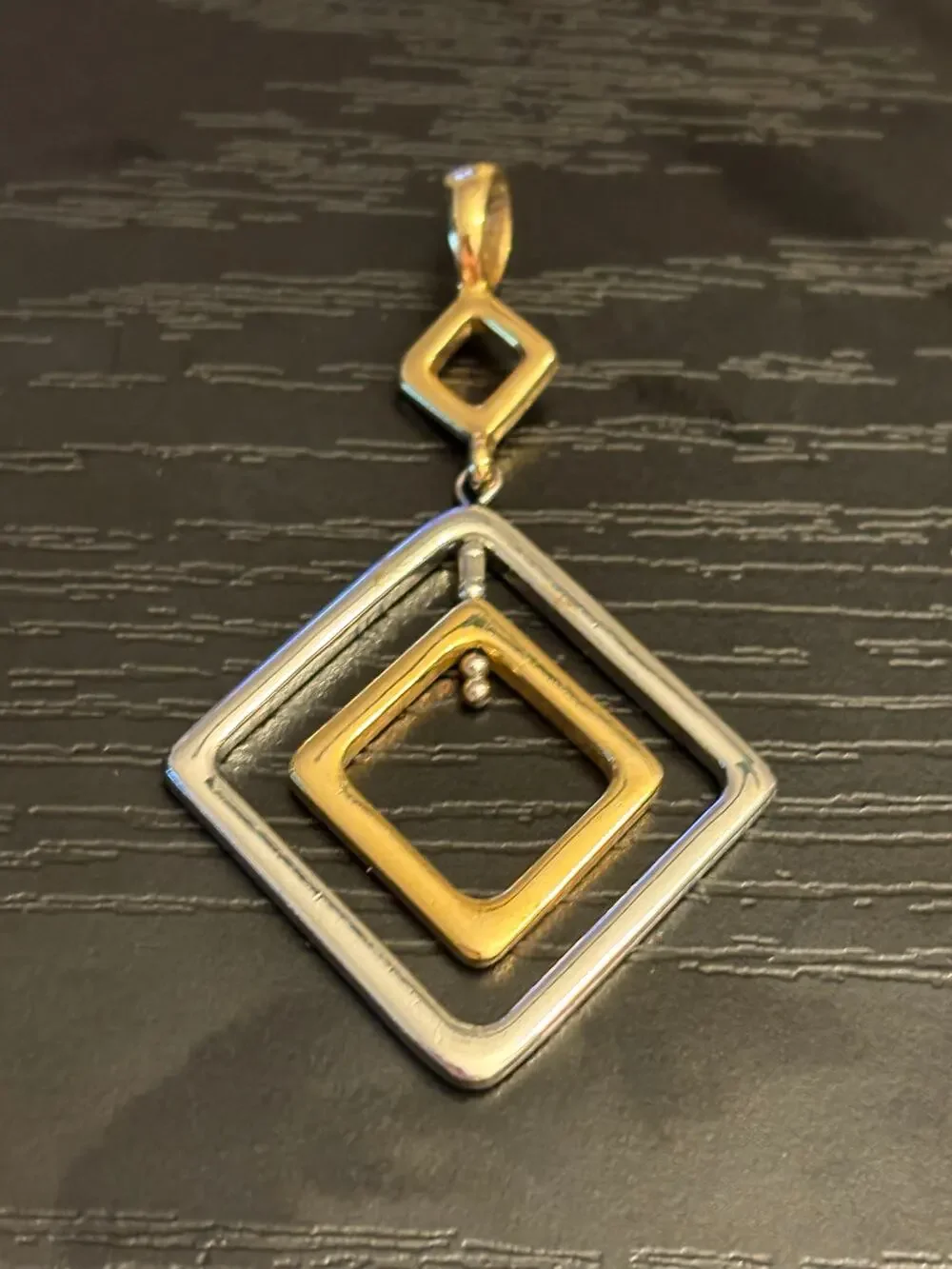 Vintage Two Tone Geometric Diamond Pendant